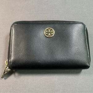 TORY BURCH Robinson Zip Around Continental Wallet In Black